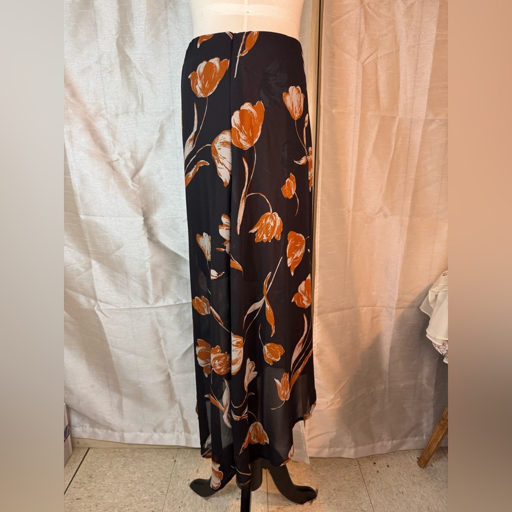 Sienna Sky Black and Orange Floral Midi Skirt - Picture 6 of 11